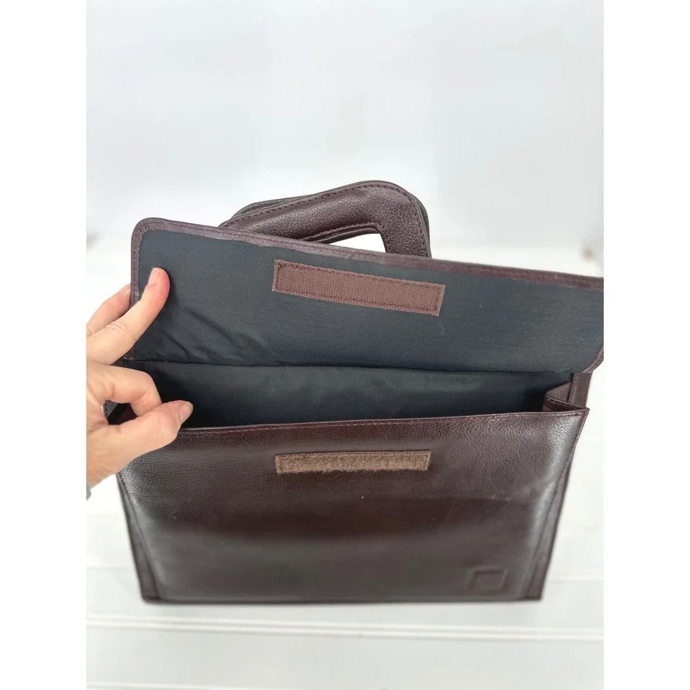 Vintage Portfolio Briefcase Brown Leather Organizer Professional 3 Ring Binder